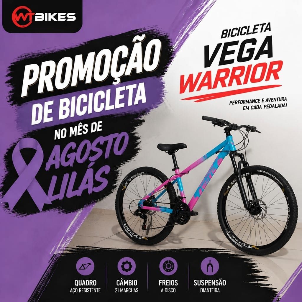 Mountain bike azul e rosa em arte da WT BIKES